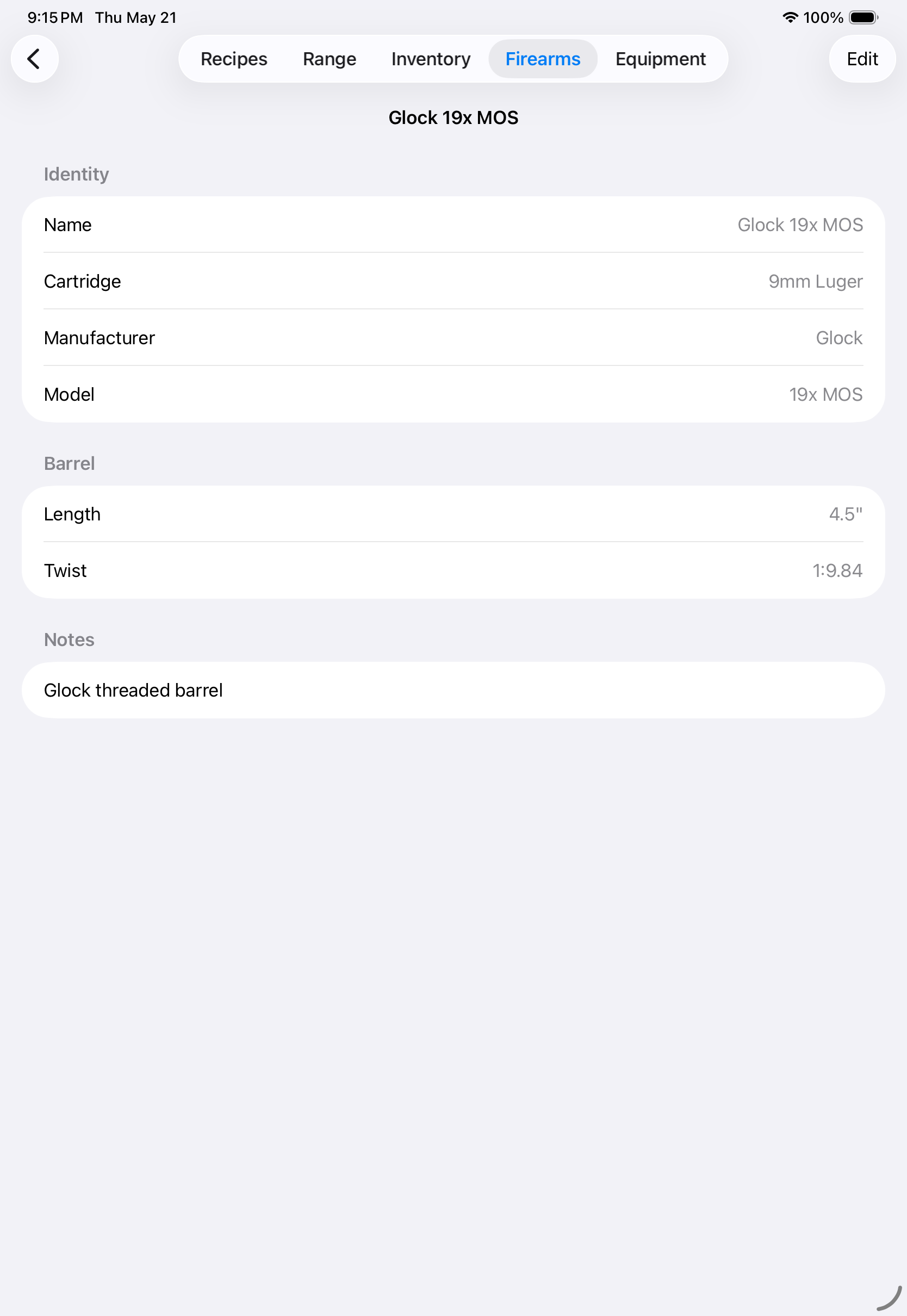 Hand Load — Firearm detail